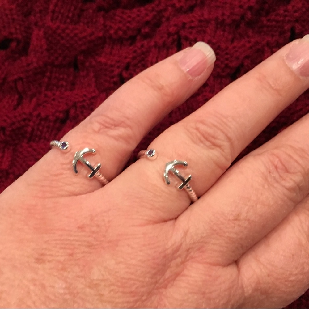 Anchor & Blue CZ Ring - Picture 3 of 8